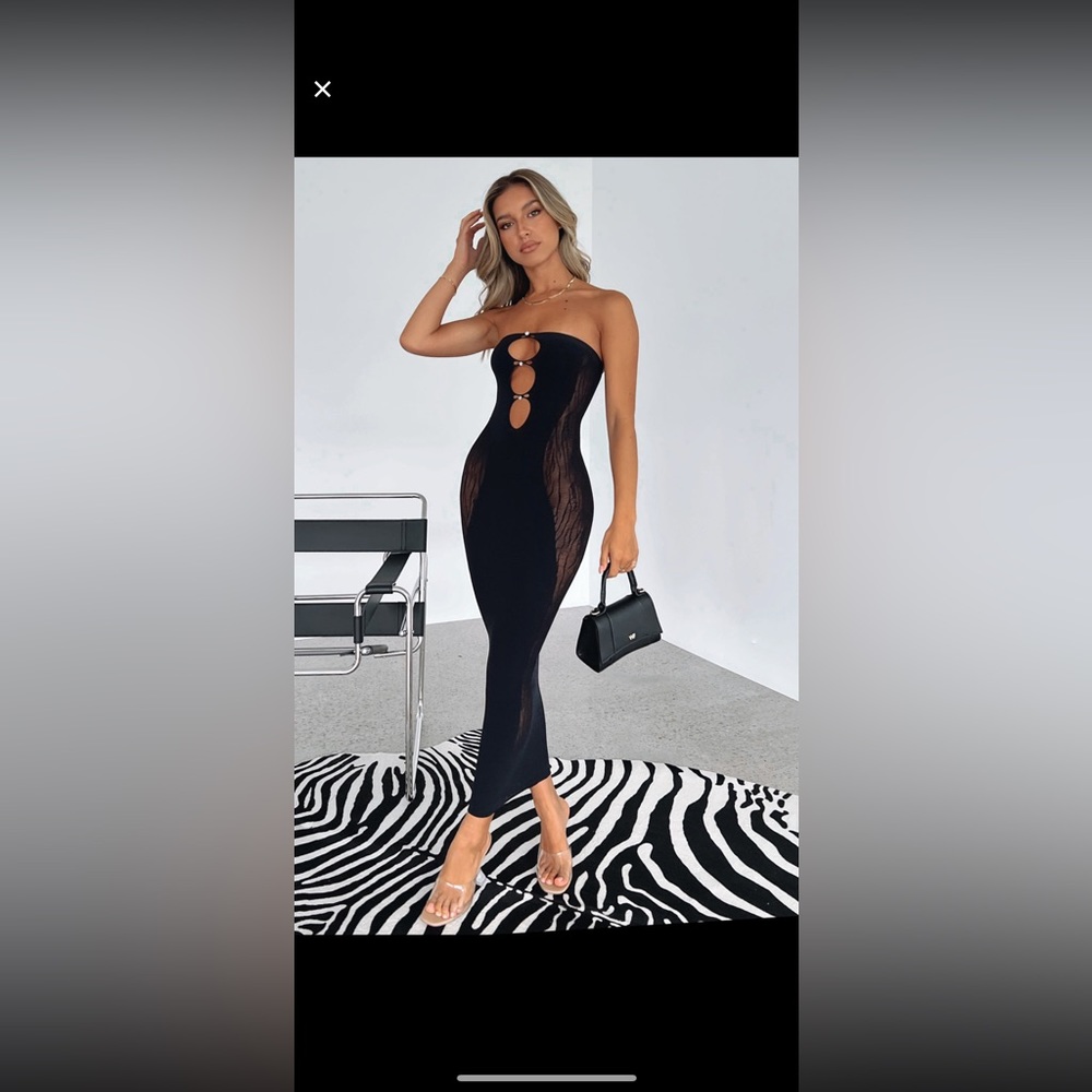 Your Piece Midi Dress Black WHITE FOX